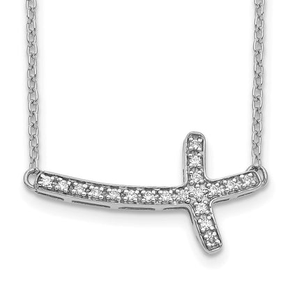 10k Gold Diamond Sideways Cross Necklace 18"