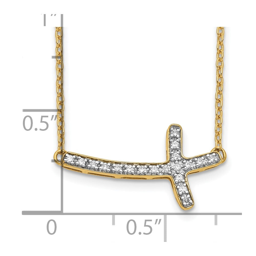 10k Gold Diamond Sideways Cross Necklace 18"