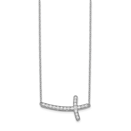 10k Gold Diamond Sideways Cross Necklace 18"