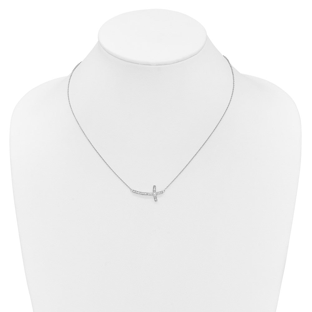 10k Gold Diamond Sideways Cross Necklace 18"