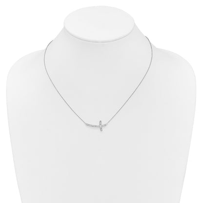 10k Gold Diamond Sideways Cross Necklace 18"
