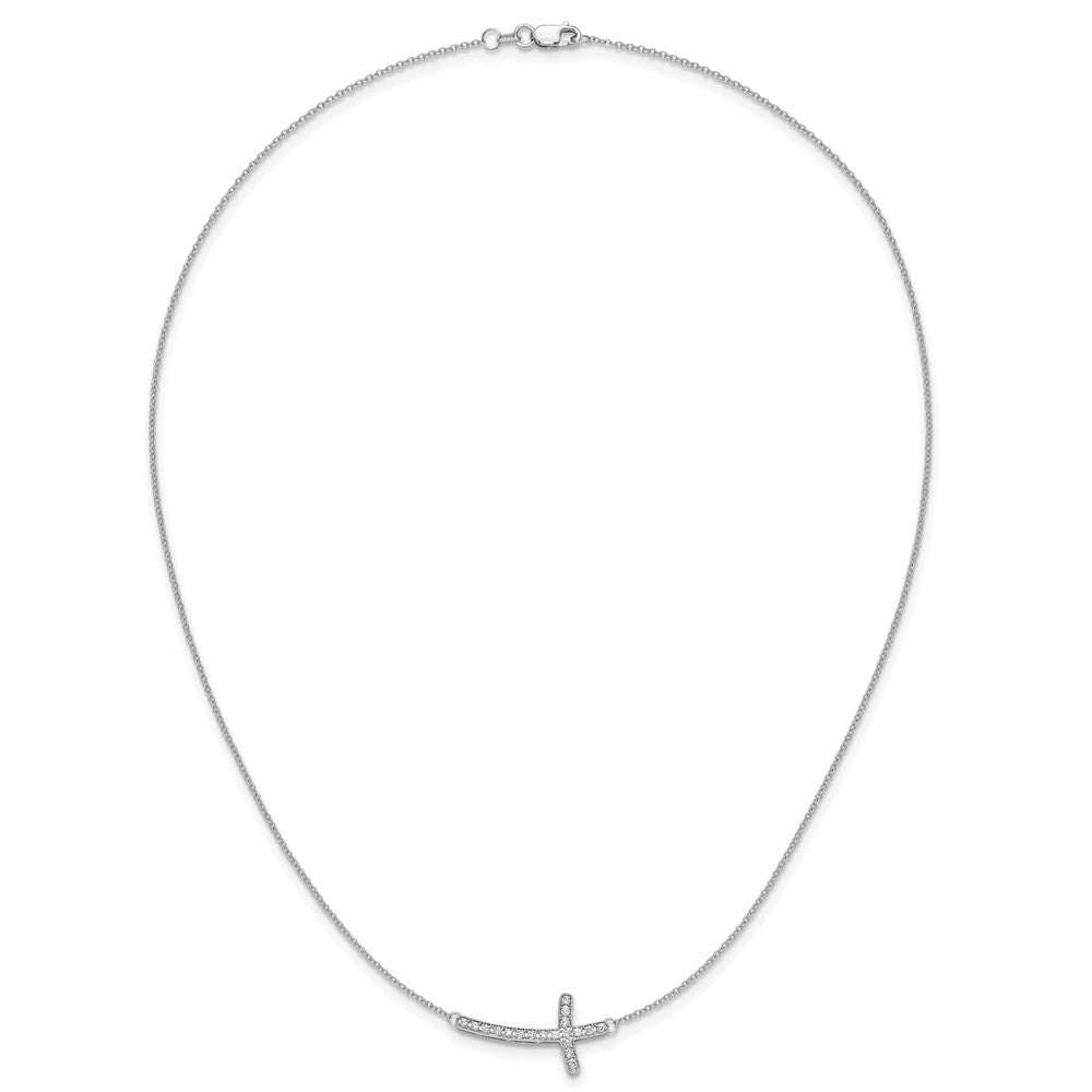 10k Gold Diamond Sideways Cross Necklace 18"