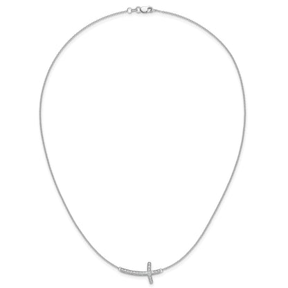 10k Gold Diamond Sideways Cross Necklace 18"