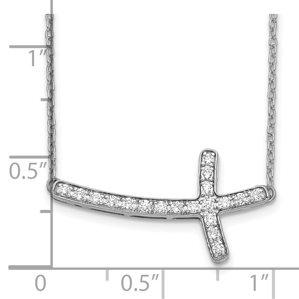 10k Gold Diamond Sideways Cross Necklace 18"