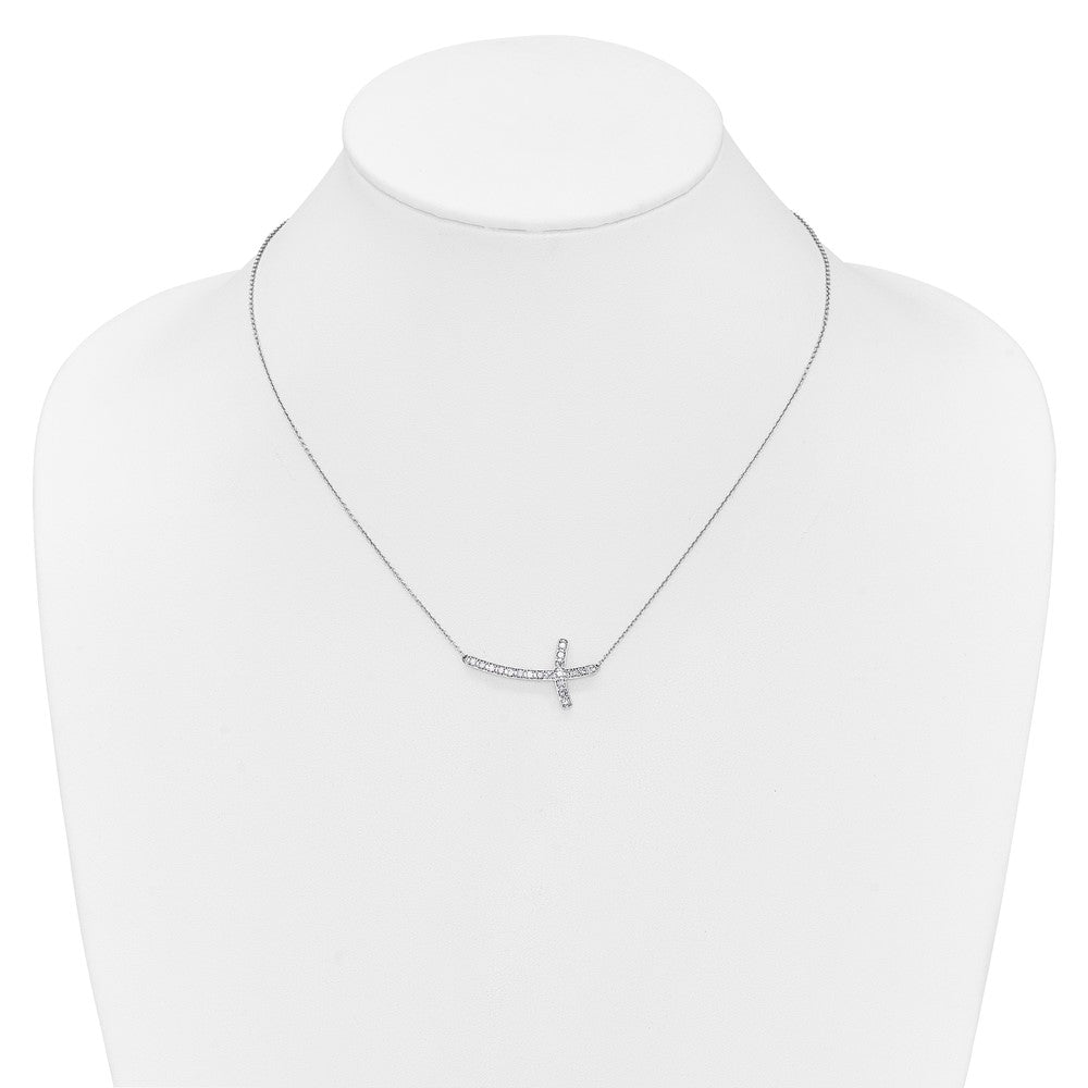 10k Gold Diamond Sideways Cross Necklace 18"
