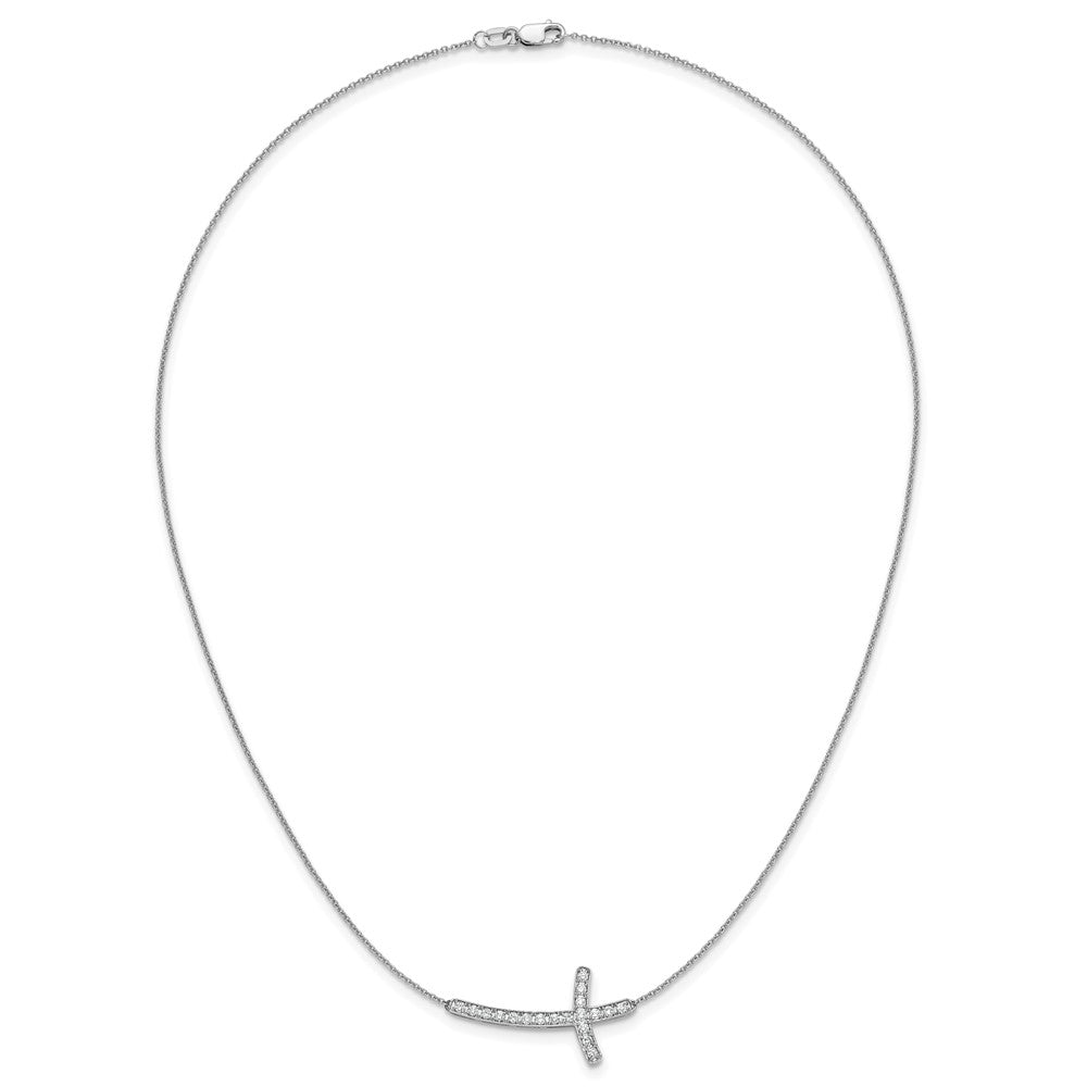 10k Gold Diamond Sideways Cross Necklace 18"