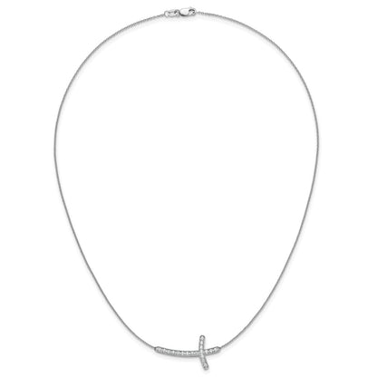 10k Gold Diamond Sideways Cross Necklace 18"