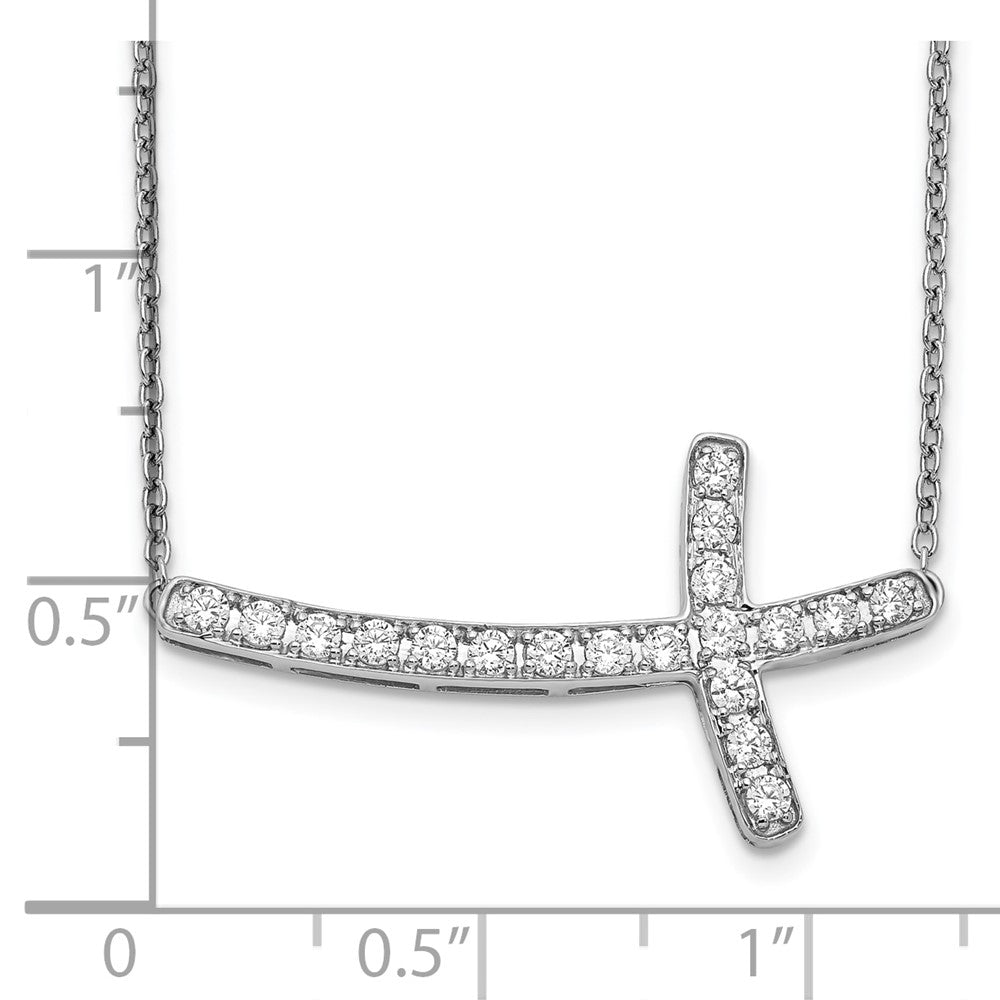 10k Gold Diamond Sideways Cross Necklace 18"