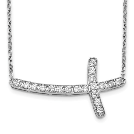 10k Gold Diamond Sideways Cross Necklace 18"
