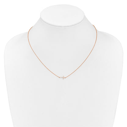 14k Gold Diamond Sideways Cross Necklace 18"