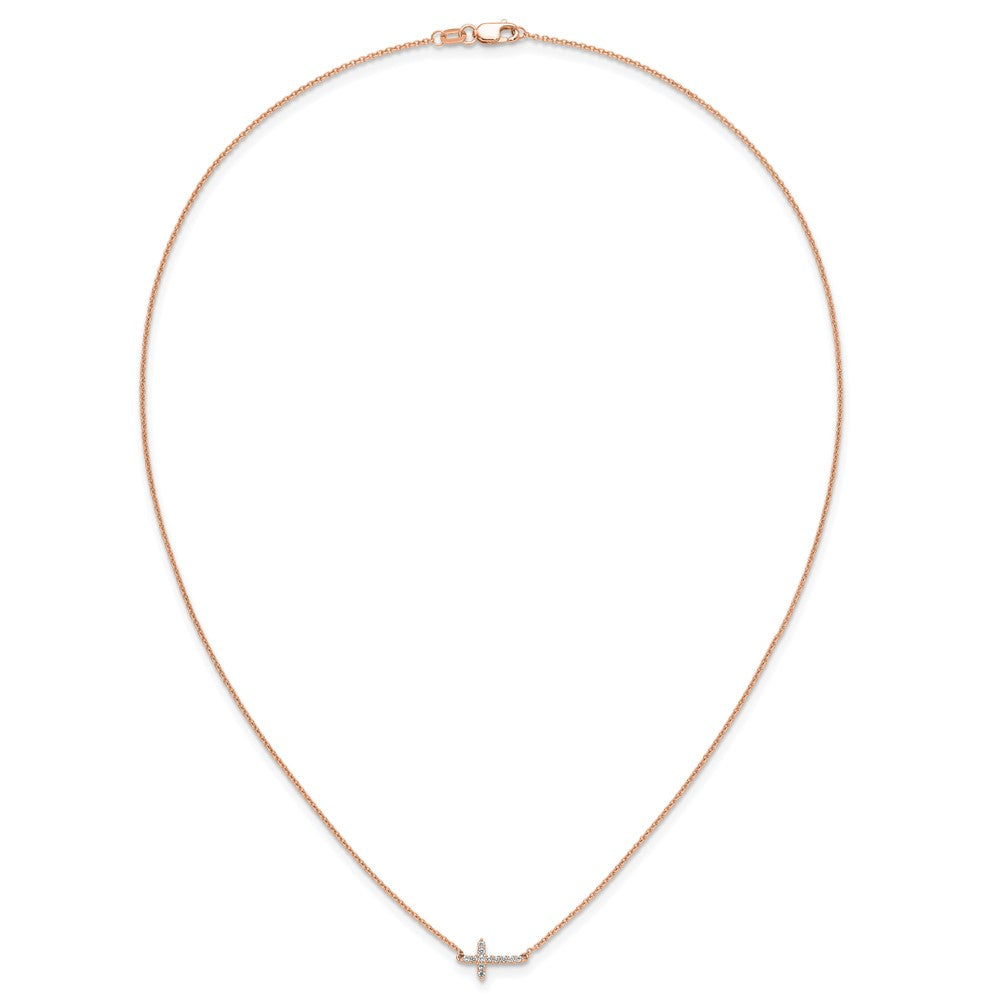 14k Gold Diamond Sideways Cross Necklace 18"