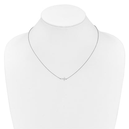 14k Gold Diamond Sideways Cross Necklace 18"