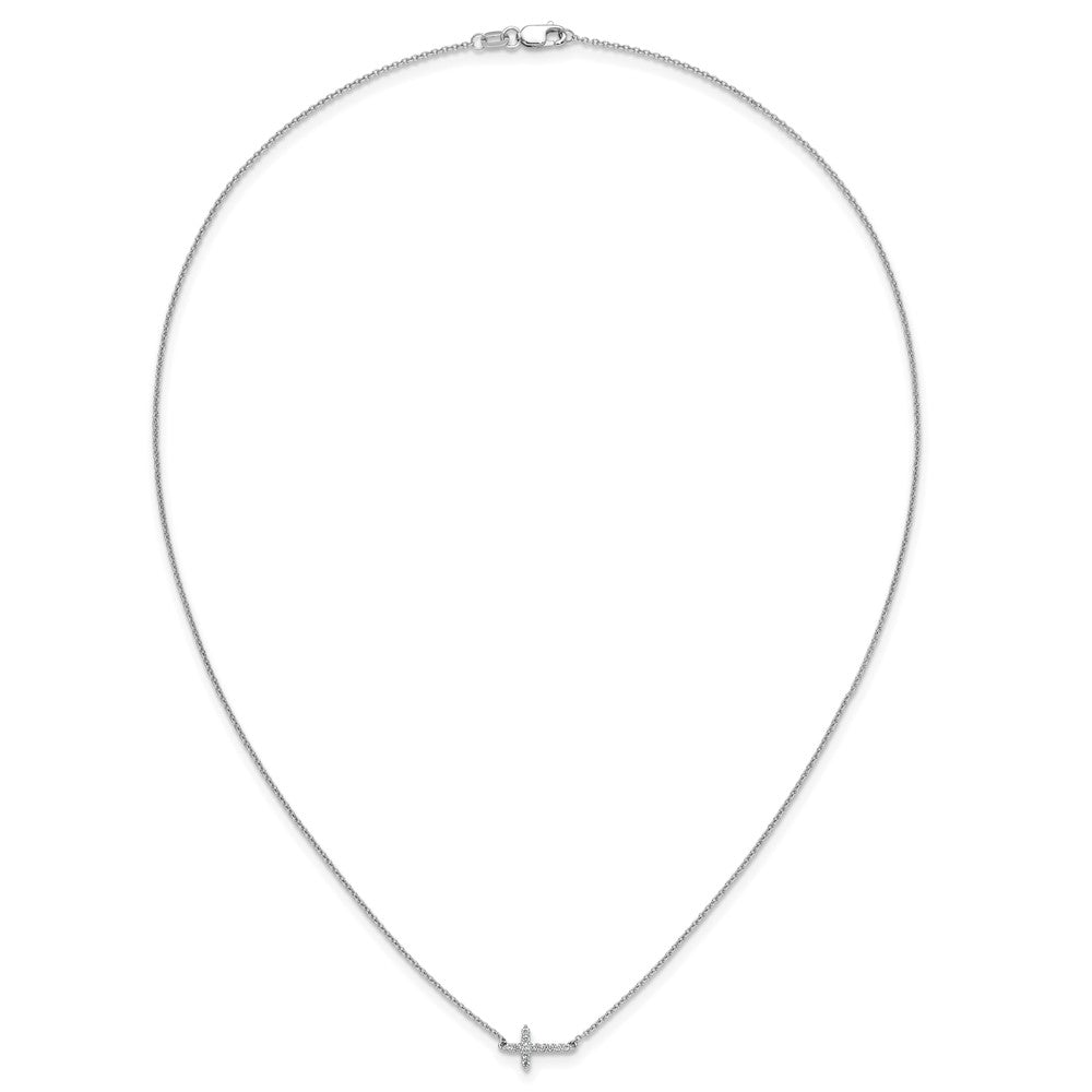 14k Gold Diamond Sideways Cross Necklace 18"