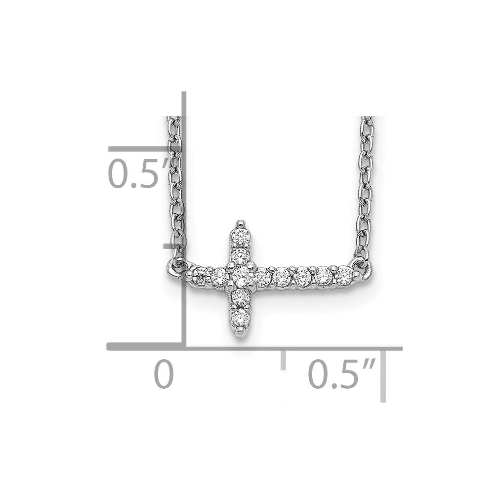 14k Gold Diamond Sideways Cross Necklace 18"