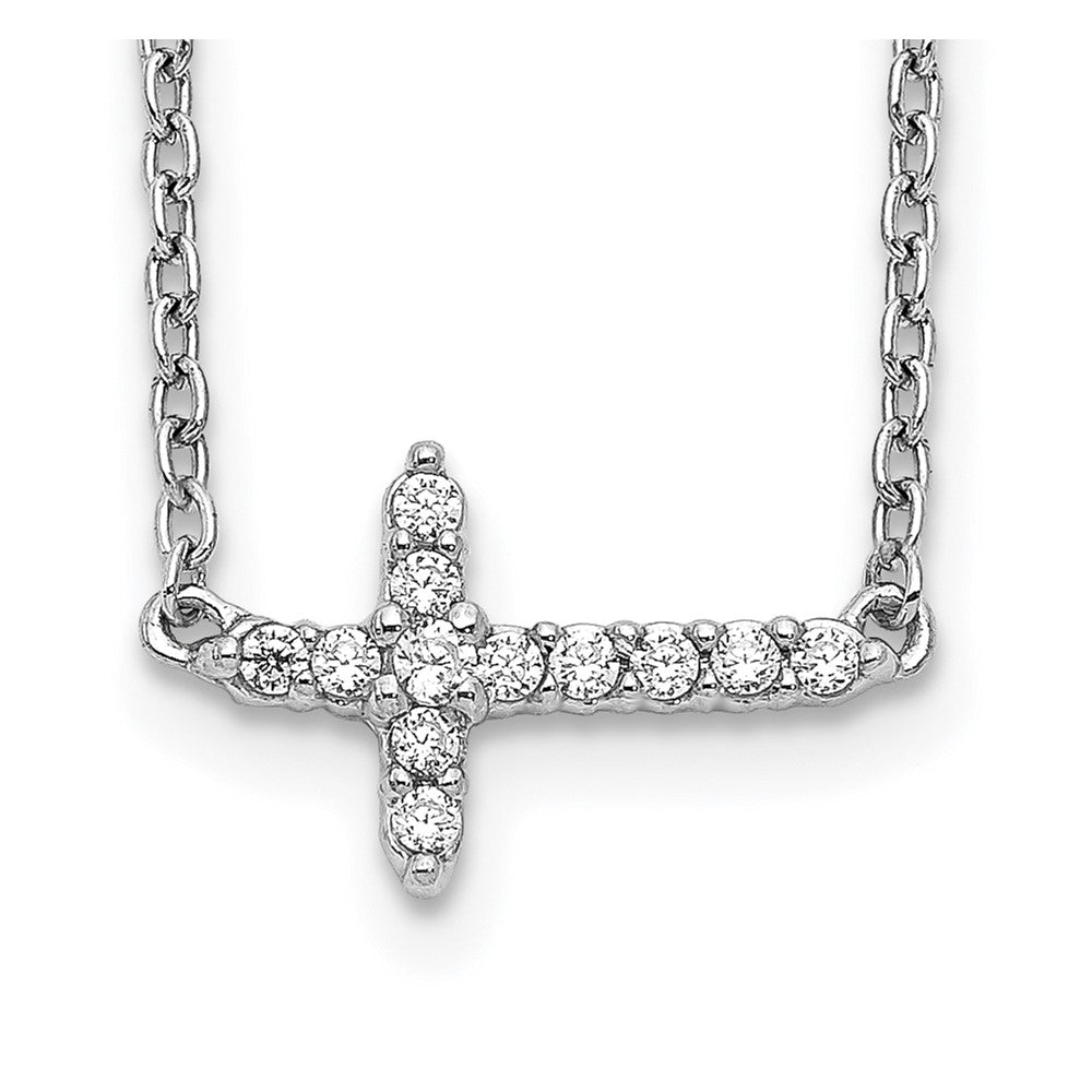 14k Gold Diamond Sideways Cross Necklace 18"