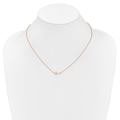 14k Gold Diamond Sideways Cross Necklace 18"