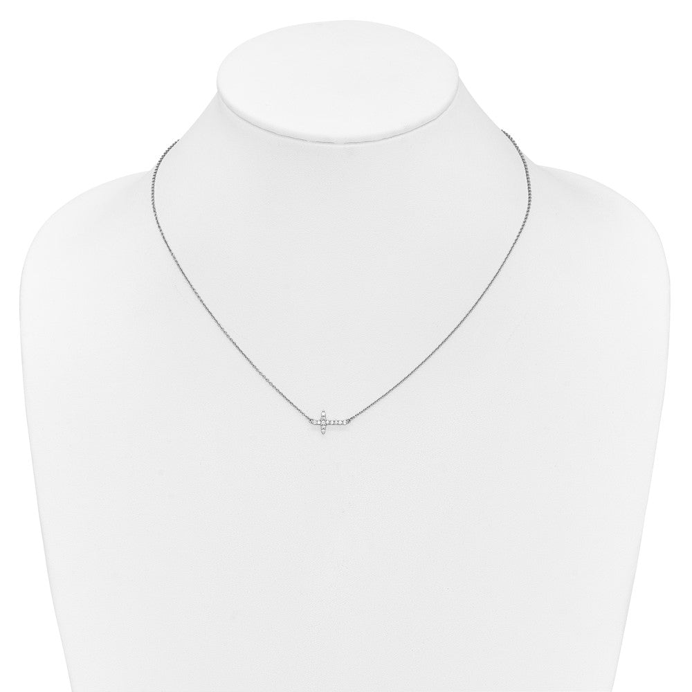 14k Gold Diamond Sideways Cross Necklace 18"