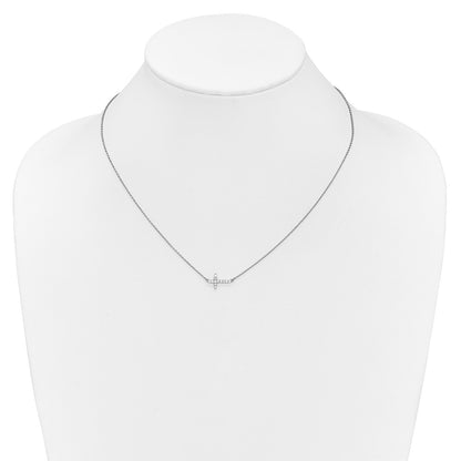 14k Gold Diamond Sideways Cross Necklace 18"