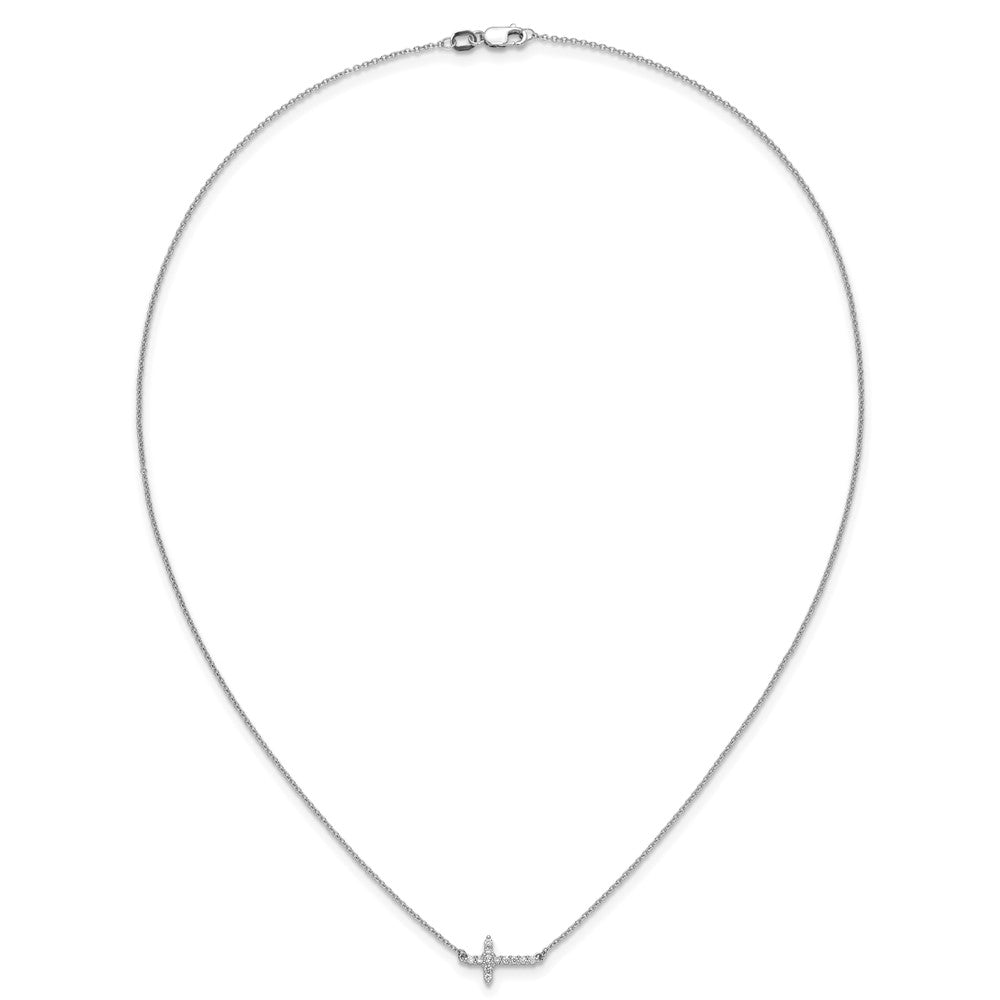 14k Gold Diamond Sideways Cross Necklace 18"