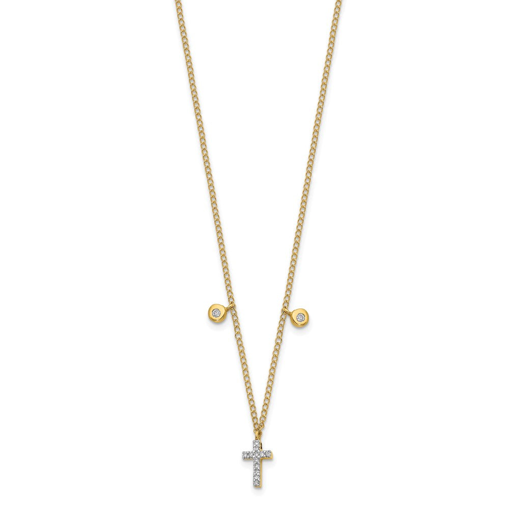 10k Yellow Gold Diamond Cross Necklace 18"