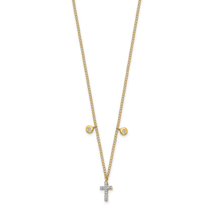10k Yellow Gold Diamond Cross Necklace 18"