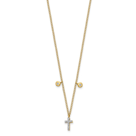 10k Yellow Gold Diamond Cross Necklace 18"
