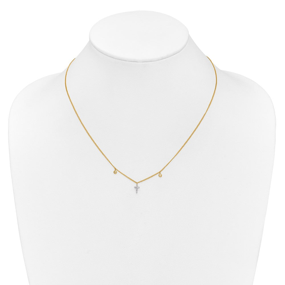10k Yellow Gold Diamond Cross Necklace 18"