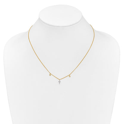 10k Yellow Gold Diamond Cross Necklace 18"
