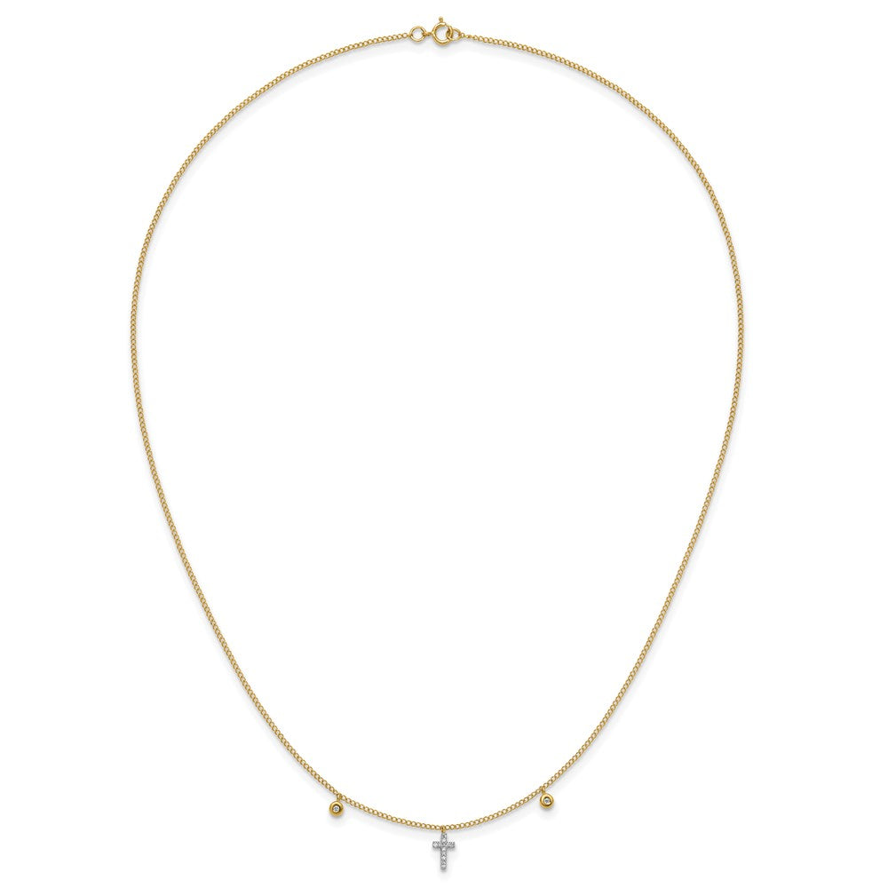 10k Yellow Gold Diamond Cross Necklace 18"