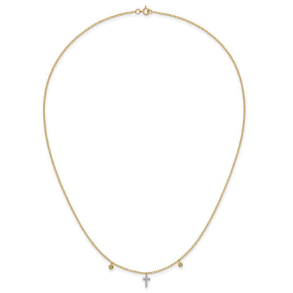 10k Yellow Gold Diamond Cross Necklace 18"
