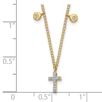 10k Yellow Gold Diamond Cross Necklace 18"