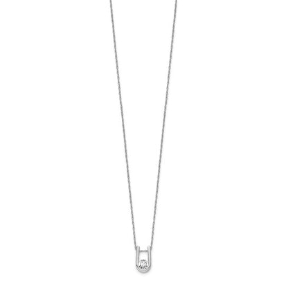 14k White Gold 1/3 Ct Lab Grown Diamond U-Shape Pendant Necklace 18" VS/SI, G