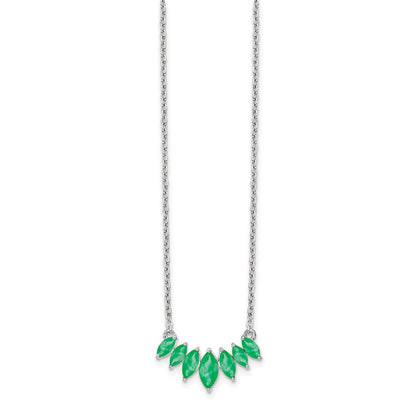 14k Gold Marquise Shape Gemstone Pendant Necklace 18"