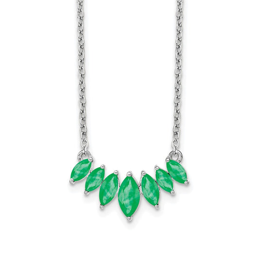 14k Gold Marquise Shape Gemstone Pendant Necklace 18"