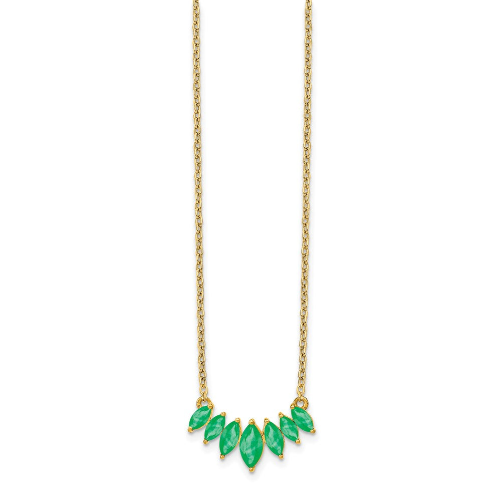 14k Gold Marquise Shape Gemstone Pendant Necklace 18"