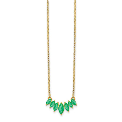 14k Gold Marquise Shape Gemstone Pendant Necklace 18"