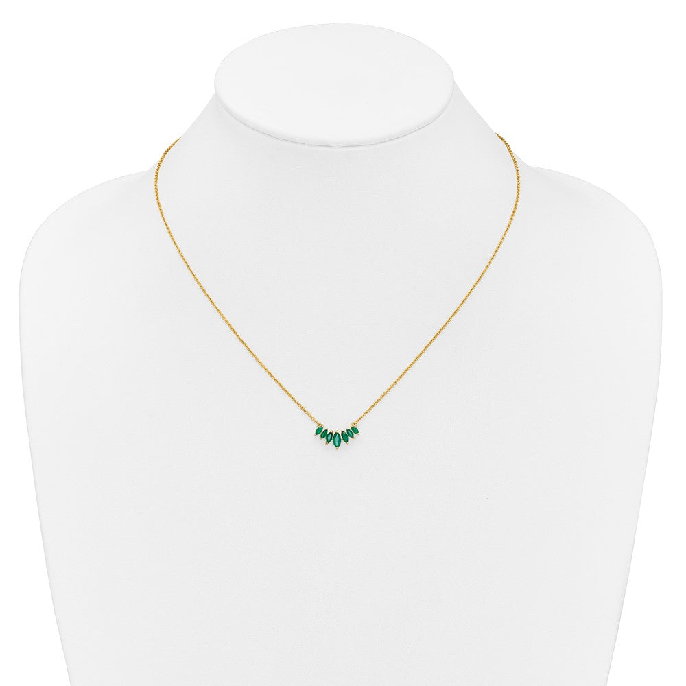 14k Gold Marquise Shape Gemstone Pendant Necklace 18"
