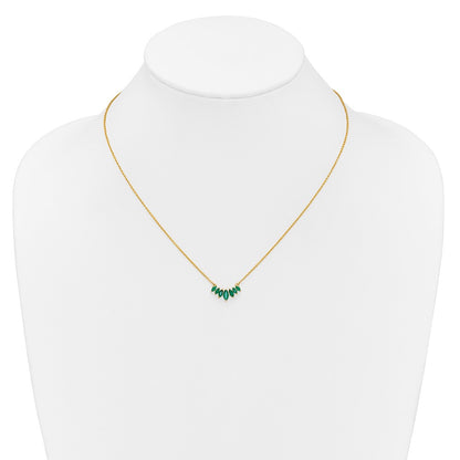 14k Gold Marquise Shape Gemstone Pendant Necklace 18"