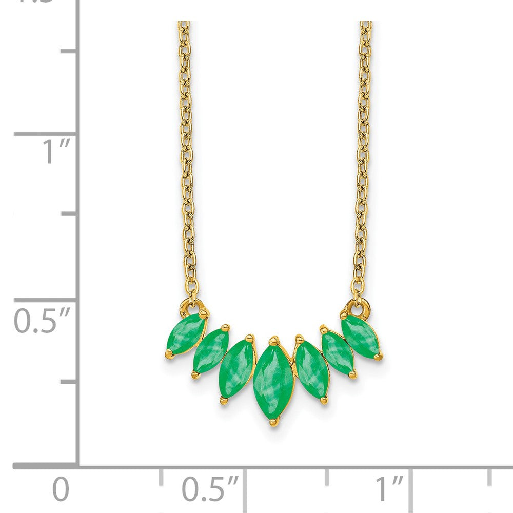 14k Gold Marquise Shape Gemstone Pendant Necklace 18"