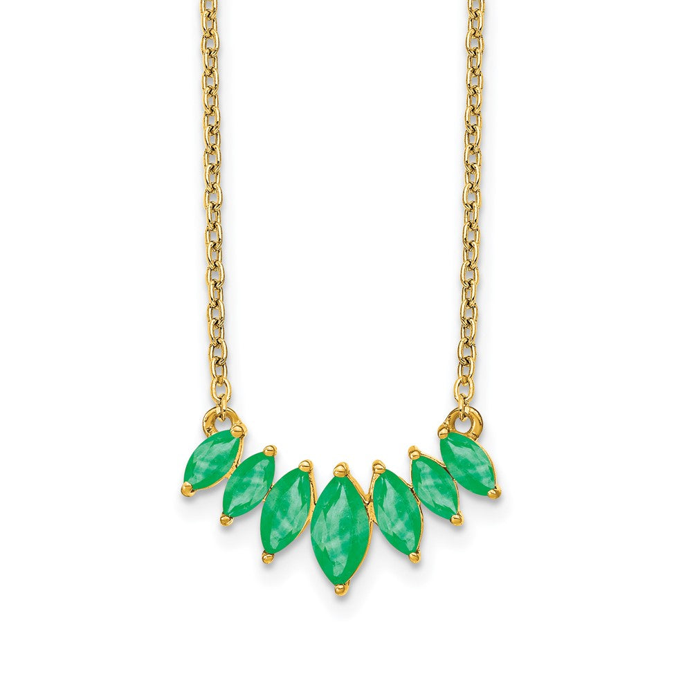 14k Gold Marquise Shape Gemstone Pendant Necklace 18"