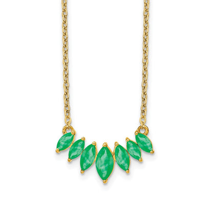 14k Gold Marquise Shape Gemstone Pendant Necklace 18"