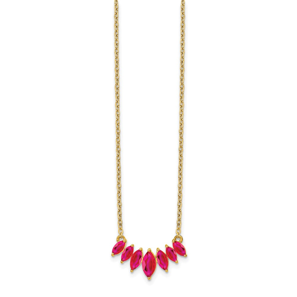 14k Gold Marquise Shape Gemstone Pendant Necklace 18"