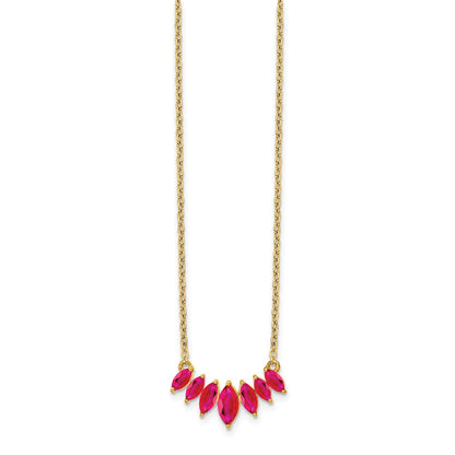 14k Gold Marquise Shape Gemstone Pendant Necklace 18"