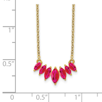 14k Gold Marquise Shape Gemstone Pendant Necklace 18"