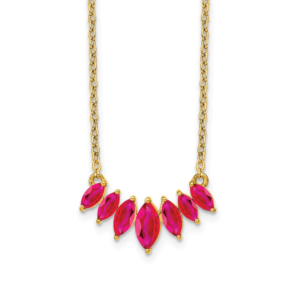 14k Gold Marquise Shape Gemstone Pendant Necklace 18"