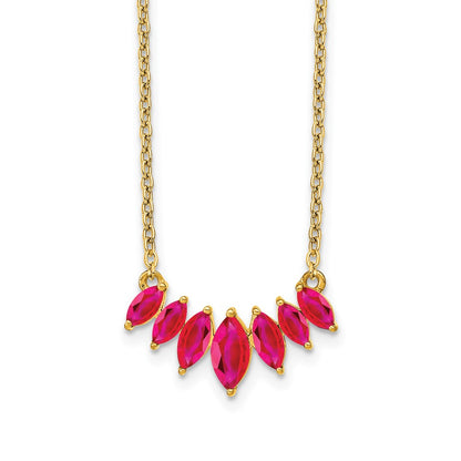 14k Gold Marquise Shape Gemstone Pendant Necklace 18"