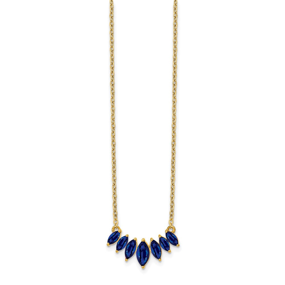 14k Gold Marquise Shape Gemstone Pendant Necklace 18"