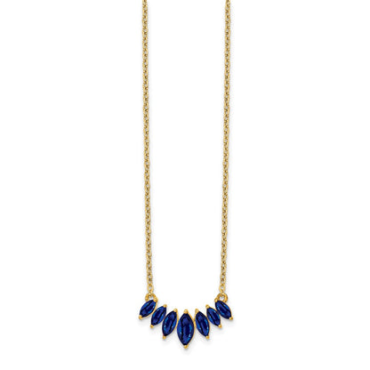 14k Gold Marquise Shape Gemstone Pendant Necklace 18"