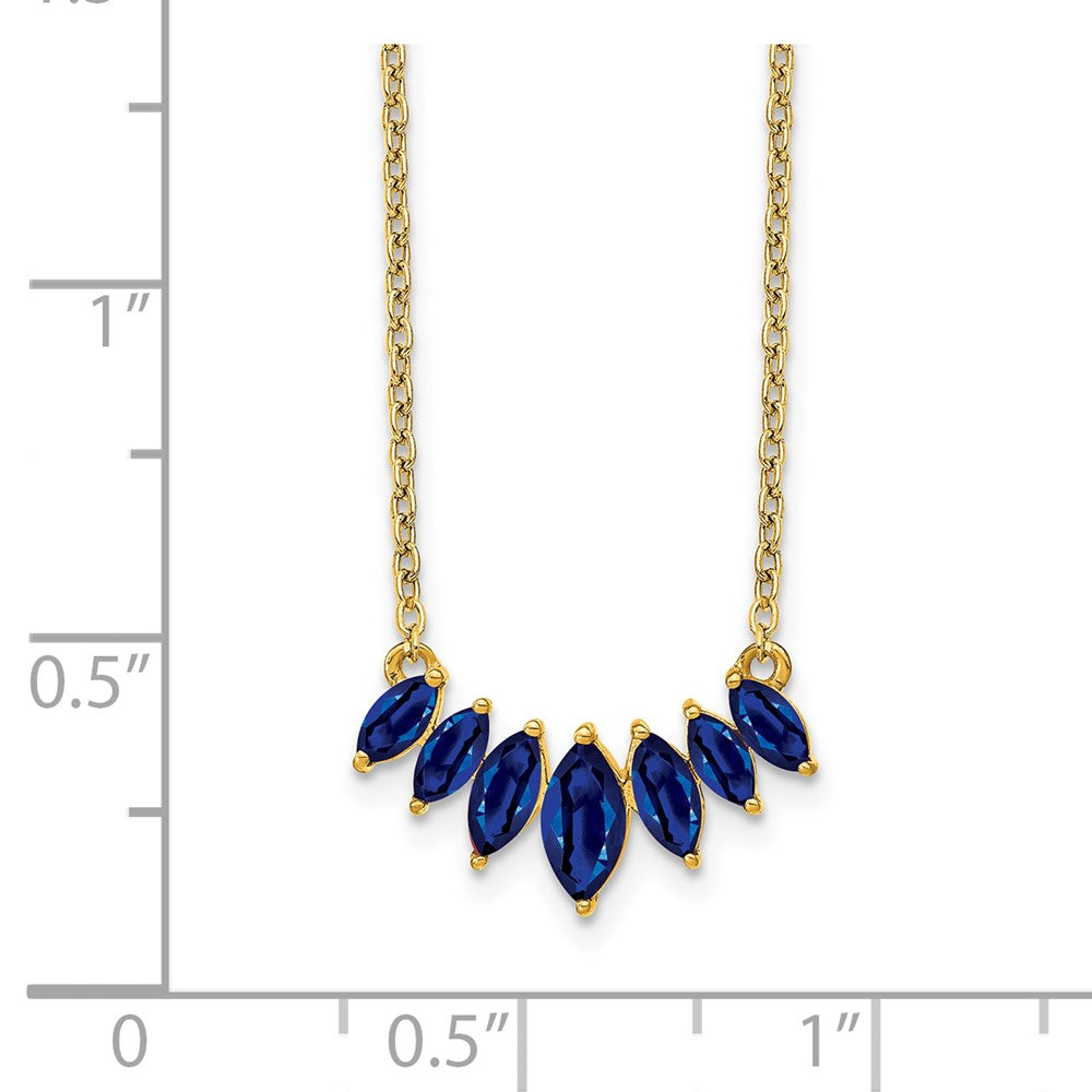 14k Gold Marquise Shape Gemstone Pendant Necklace 18"