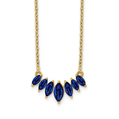 14k Gold Marquise Shape Gemstone Pendant Necklace 18"